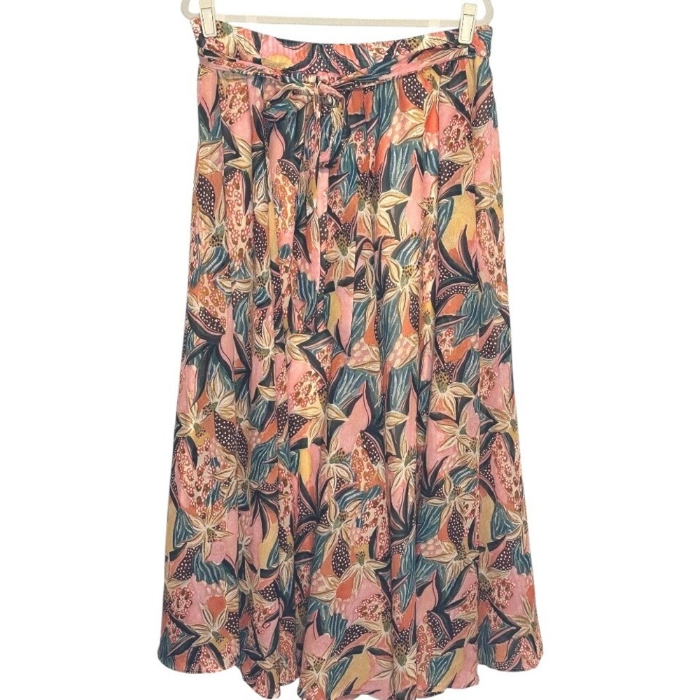 Her Destiny Maxi Skirt Women Multicolor Tropical Floral Tie Waist Resortwear XL